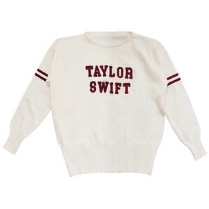 Taylor Swift Cream Sweater with Maroon Details